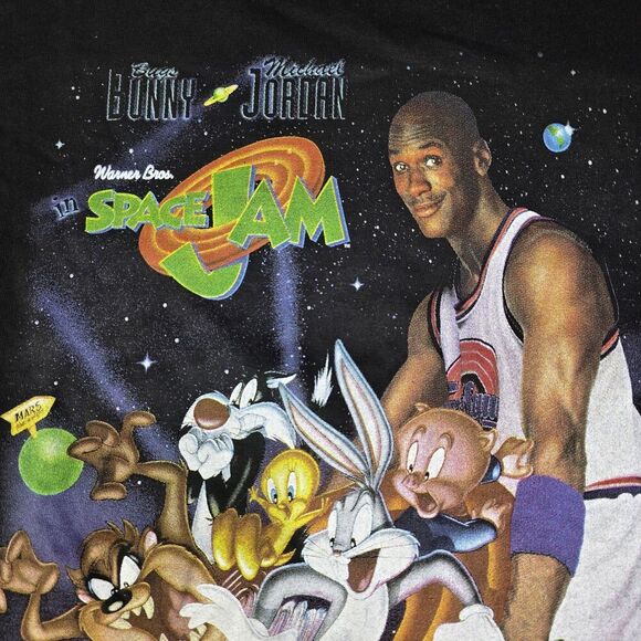 Vintage Warner‎ Space Jam Promo Shirt Michael Jordan Bugs w/ Hat Large Deadstock - Picture 7 of 16